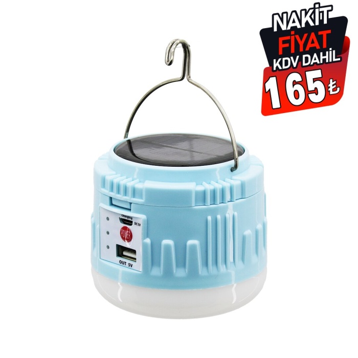 ENERGY SAVING LED SOLAR CAMPING LIGHT USB & SOLAR ŞARJLI ASKILI KAMP LAMBASI FENER & POWERBANK*36                   Q9