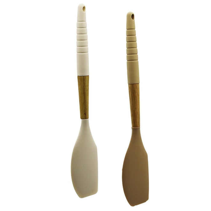 PABLITO HOME PBT-176 ( SİLİKON ) ( SPATULA DÜZ ) ( AHŞAP BAMBU SAP & SİLİKON KILIFLI ) ( 32CM )*24X6