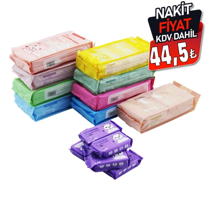 QIANHUI GİFT SHICEZHI CHAOMİNİ SHİ JİN ( MİNİ ) CEP ISLAK MENDİL ( 8X8=64PCS )*60=K