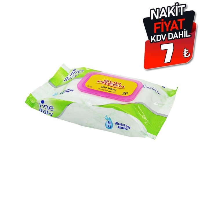 SUNFRESH FİNE BABY ( 80PCS ) SENSİTİVE ISLAK MENDİl*12=K