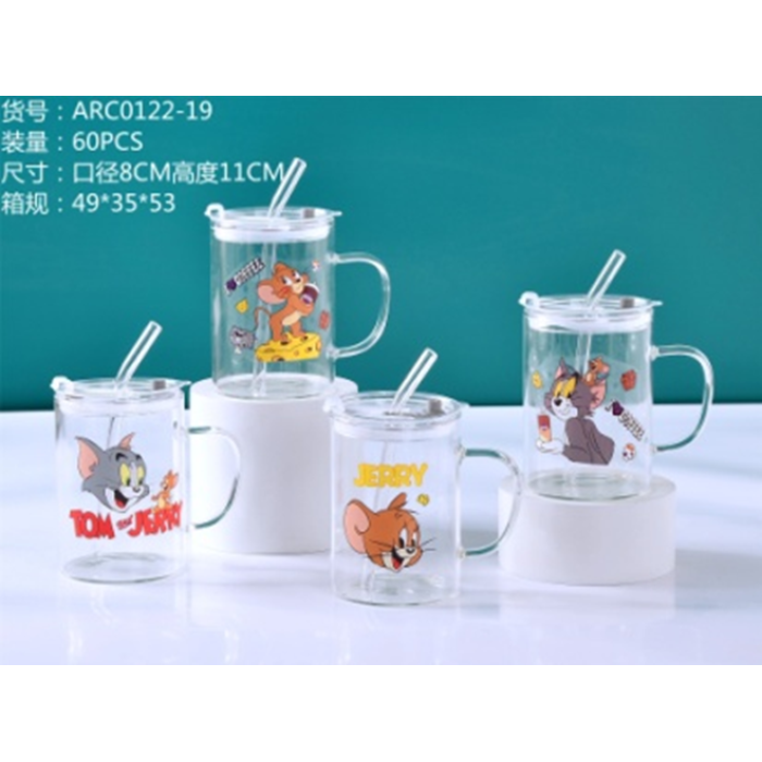 Tom&amp;Jerry Figürlü Kapaklı Pipetli Kupalar