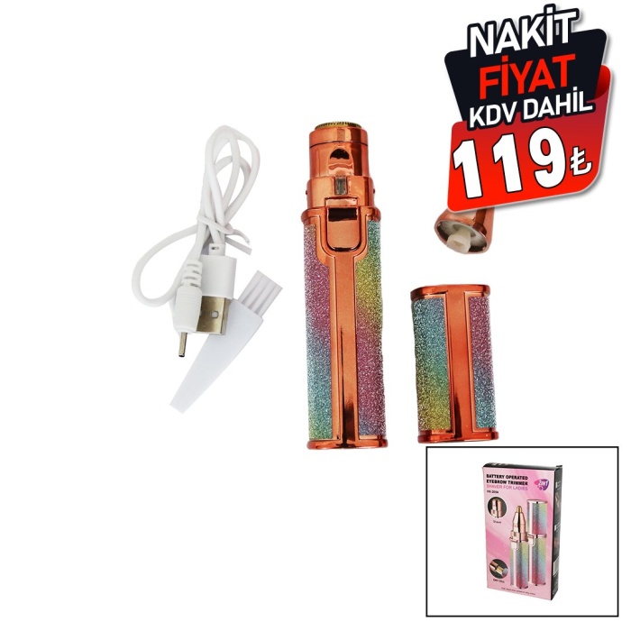 BATTERY OPERATED K-13 HX-203A-B ( 2IN1 BAŞLI & SİMLİ & RUJ MODEL & USB ŞARJLI ) YANAK & BURUN KIL TÜY ALMA MAKİNESİ*120