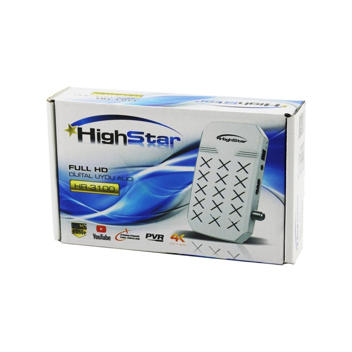 HİGHSTAR HR-3100 FULL HD DİJİTAL UYDU ALICISI ( 1080P & HDMI & WİFİ & AV & YOUTUBE & 4K UHD TV UYUMLU)*50