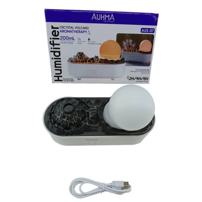 AUHMA HUMİDİFİER AUS-07 (YANARDAĞ MODELLİ) HAVA NEMLENDİRİCİ (USB ŞARJ & IŞIKLI & ZAMAN AYARLI) (4W) (200ML)*48