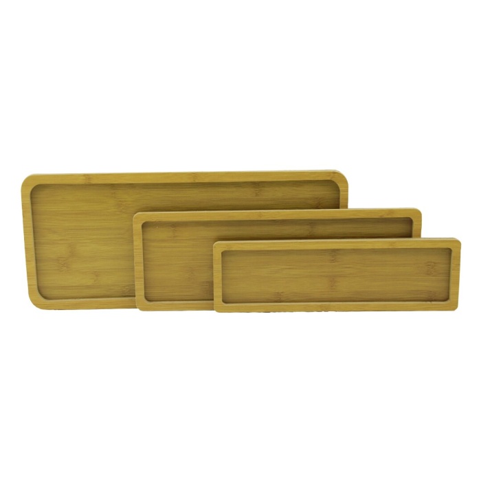 PABLITO HOME PBT-316 (DİKDÖRTGEN & DÜZ KENAR & 3LÜ SET) (AHŞAP MDF) SUNUM TEPSİ SETİ (10X33.5-14X39.5-19.5X45CM)*24