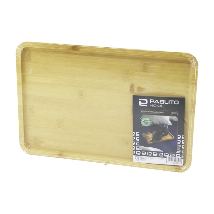 PABLITO HOME PBT-021 ( DİKDÖRTGEN=24X36CM ) AHŞAP BAMBU SUNUM TEPSİ*24