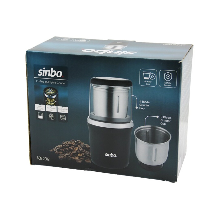 SİNBO SCM-2982 KAHVE & BAHARAT ÖĞÜTÜCÜ MAKİNE (2PCS ÇELİK ÖĞÜTME HAZNESİ=2 BIÇAKLI & 4 BIÇAKLI) (100GR ÖĞÜTME) (200W)*4