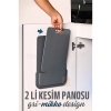 Turk 2 li Kesim Panosu Stantlı Yapışkanlı Kesim Tahtası GRİ Mikko Design