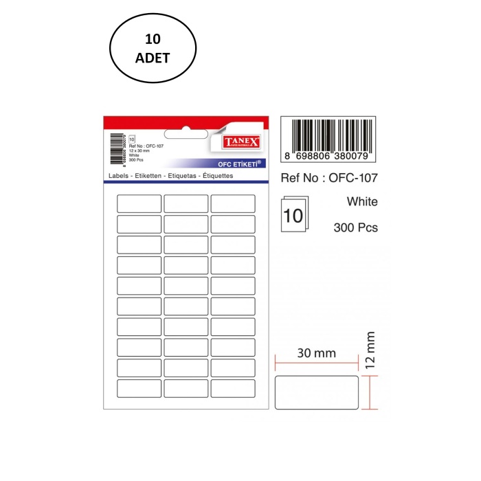 Tanex Ofc 107 Ofis Etiketi 10 Adet