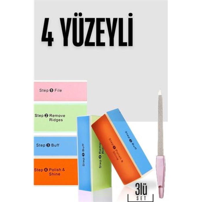 Turk 4 Yüzeyli Törpü ve Parlatma Blok Sünger 3 lü Set