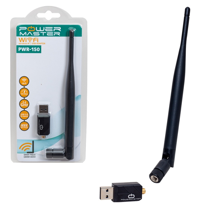 150 MBPS 7601 İŞLEMCİLİ USB KABLOSUZ ANTENLİ WİFİ ADAPTÖR CDLİ (4767)