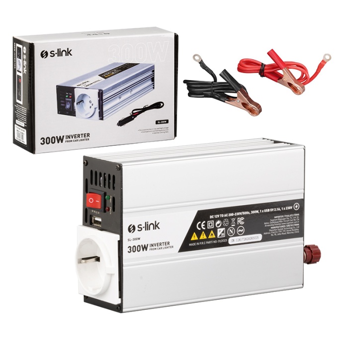 S-LINK SL-300W 300W DC12V-AC230V ÇAKMAKTAN POWER INVERTER (4767)