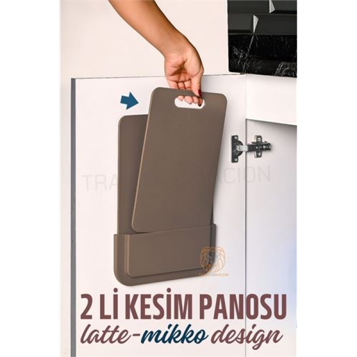 Turk 2 li Kesim Panosu Stantlı Yapışkanlı Kesim Tahtası LATTE Mikko Design