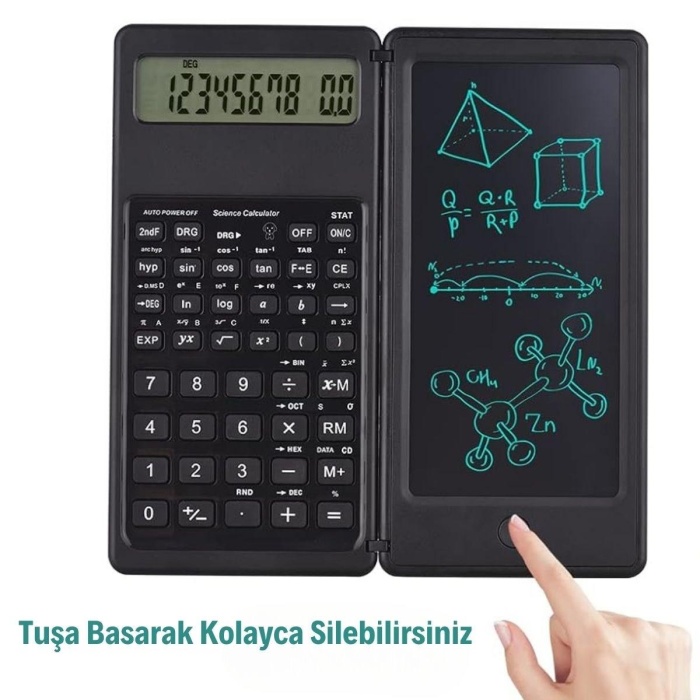 Silinebilir LCD Yazı Tabletli,Kalemli Katlanabilir Bilimsel Hesap Makinesi (4767)