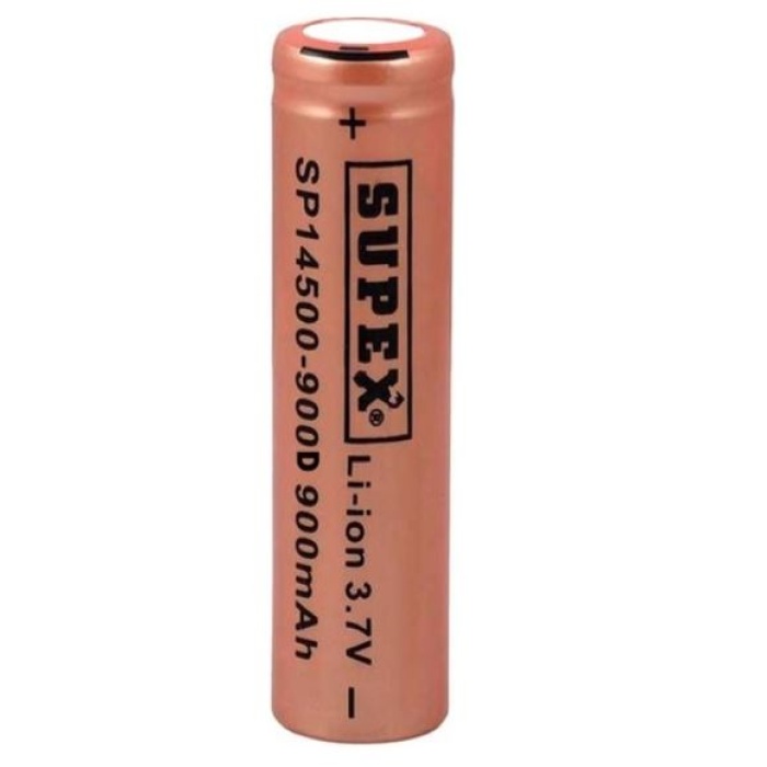 SUPEX 14500-900D LİTYUM ION 3.7V 900MAH ŞARJ EDİLEBİLİR DÜZ KAFA BAŞLIKSIZ PİL (4767)