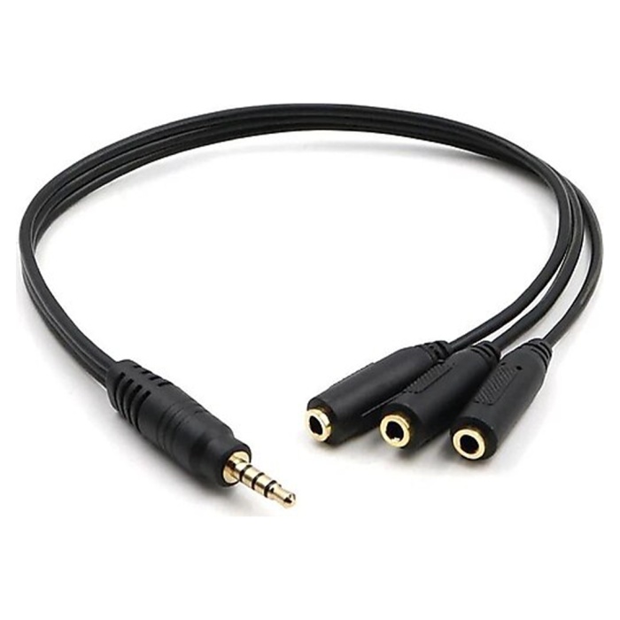 KULAKLIK ÇOKLAYICI 3.5 MM ERKEK X 1 / 3 STEREO DİŞİ X 3  - 30 CM Y KABLO (4767)