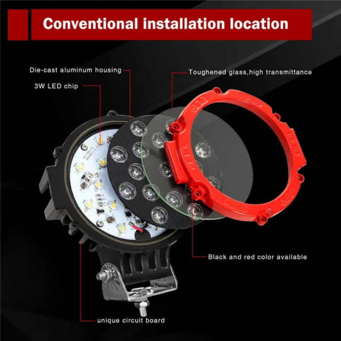 51 Watt 17 Ledli Off Road Sis Gündüz Farı Projektör Lambası 17 Cm 2 Adet