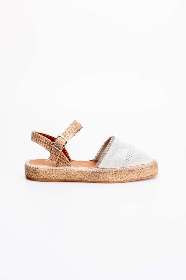 Beatriz Beyaz Triko Espadril TaşlıM018C