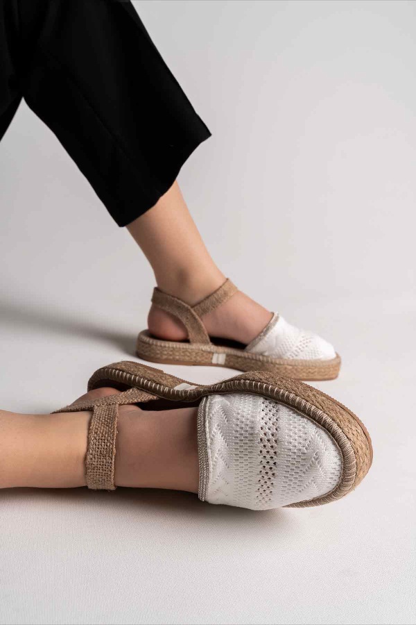 Beatriz Beyaz Triko Espadril TaşlıM018C