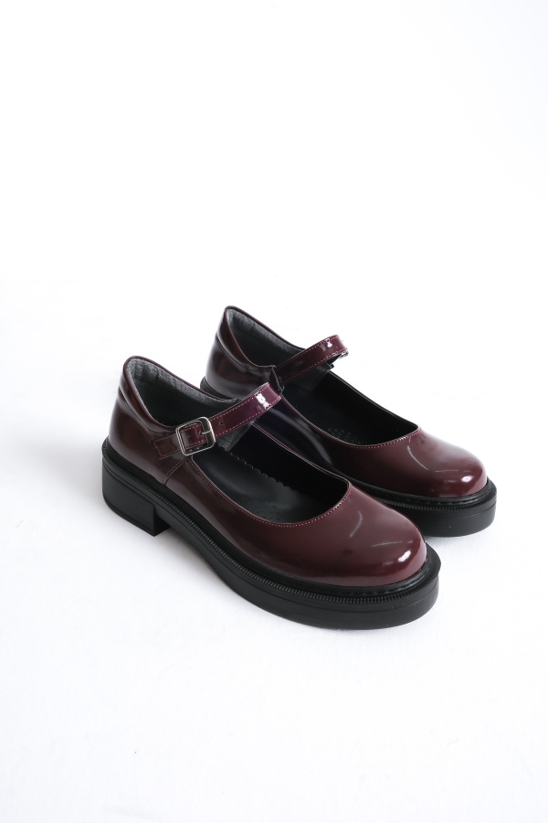 BALERİN BORDO MAT RUGAN  KADIN LOAFER AYAKKABI M079C