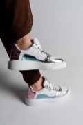 Giovanna Beyaz Lame  Renkli Sneaker M023C