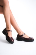 BALERİN BORDO MAT RUGAN  KADIN LOAFER AYAKKABI M079C