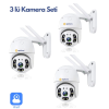 3 Adet Güvenlik Kamera Hd Lens İç Dış Mekan Suya Danıklı Ip Wifi Network