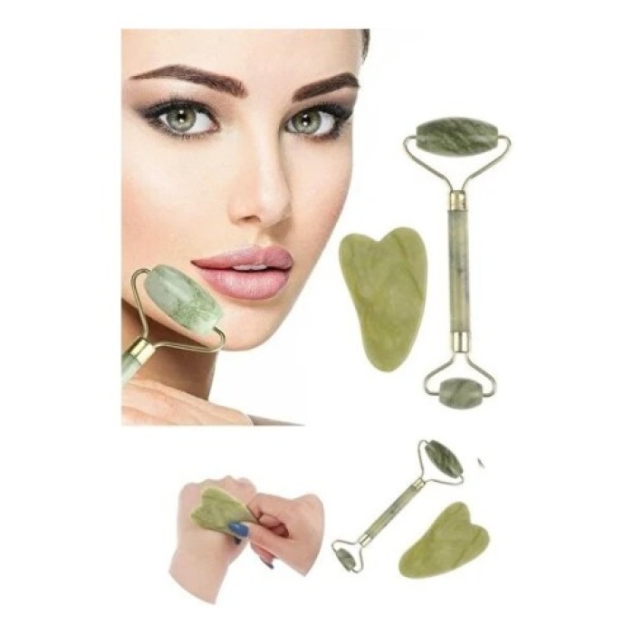 Jade Roller Gua Sha Taşı Seti