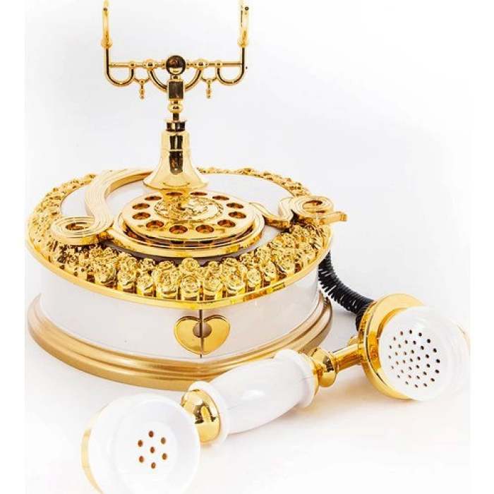 Nostaljik Polyester Telefon Müzik Ve Takı Mücevher Kutusu (beyaz)