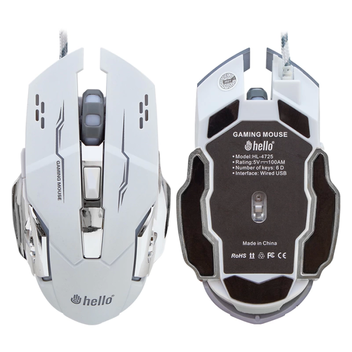 Hl-4725 Kablolu 3600 Dpı 6 Tuş Fonksiyonlu Beyaz Gamıng Mouse