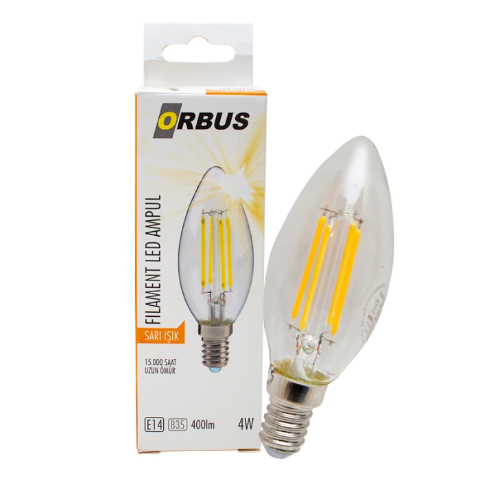 Orb-bc3 Fılament Bulb B35 E14 4 Watt 400 Lümen Sarı Led Ampül