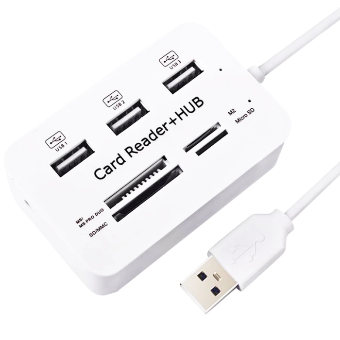 Pm-6052 4 Slot Kart Okuyucu + 3 Port Usb 2.0 Çoklayıcı