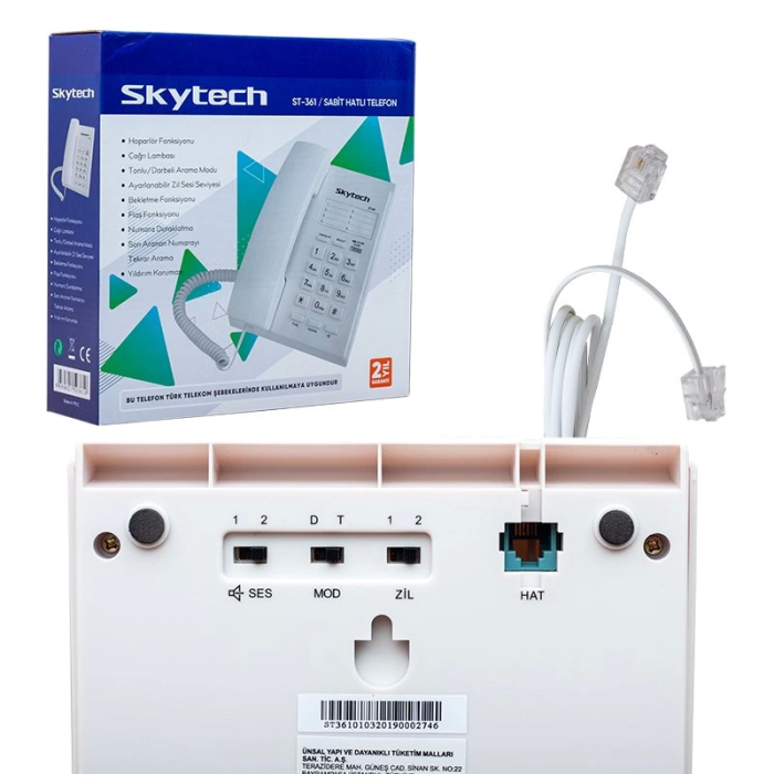 Skytech St-361 Kablolu Ekransız Telefon Siyah