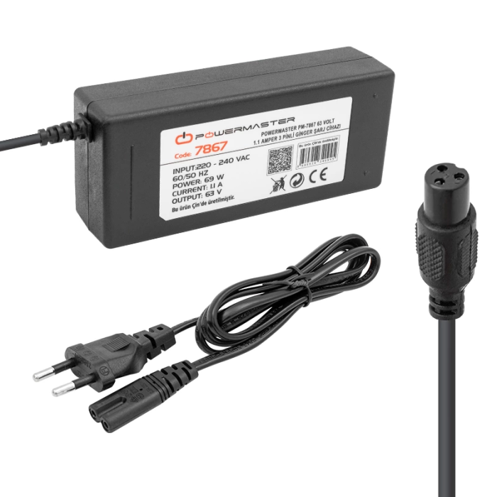 Pm-7867 63 Volt- 1.1 Amper - 69 Watt 3 Pinli Masaüstü Ginger Şarj Cihazı Adaptörü