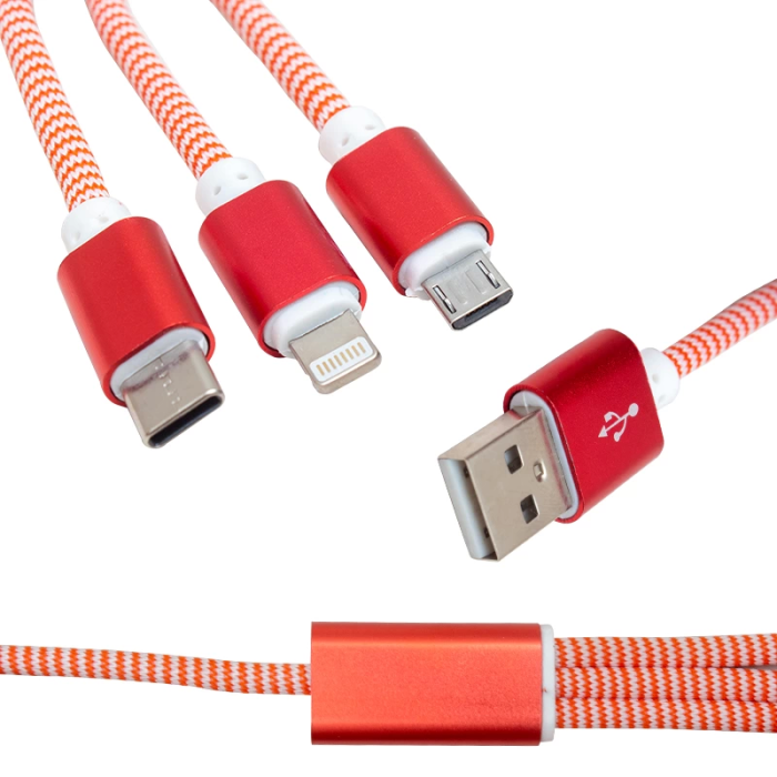 Mıcro Usb/type-c/lıghtnıng 2.1 Amper Metal 1.2 Metre Şarj Ve Data Kablosu