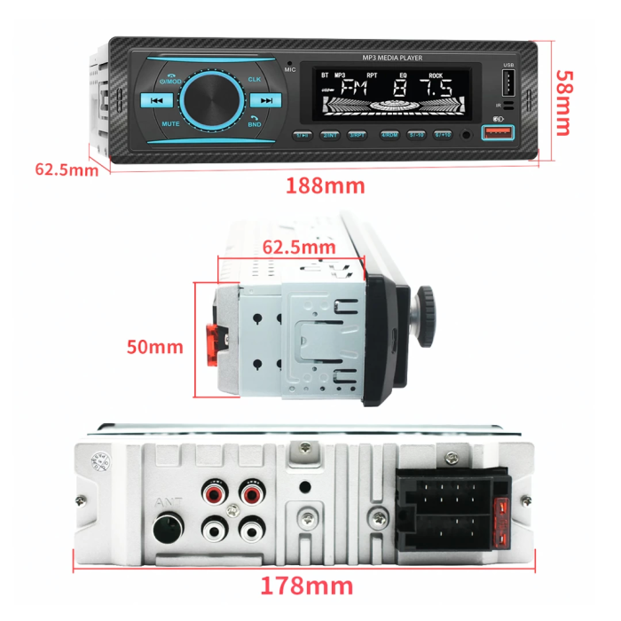 Premıo Kac38 Rgb 7 Renkli Çift Usb/sd/fm/aux/bluetooth Kumandalı Mekaniksiz Oto Teyp 4x55 Watt