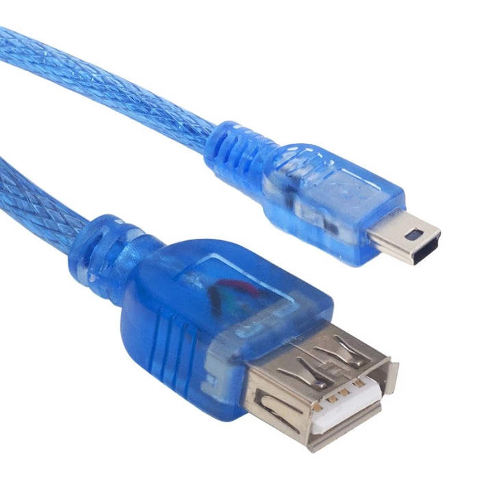 Usb 5 Pin Erkek-usb Mavi Şeffaf 40 Cm Dişi Ipod Kablosu