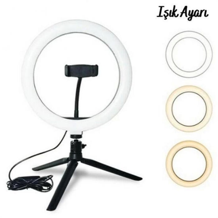 10inç 26cm Youtube Instagram Tiktok Selfie  Stüdyo Video Fotoğraf Ring Light  Tripod Led Hal