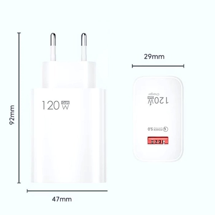 120w Usb Hızlı Type C Uçlu Kablolu Şarj Aleti