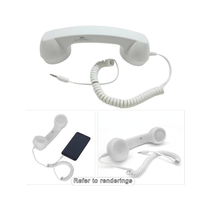 Cep Telefonları İçin Hoparlör Ve Mikrafon Görevli Retro Kablolu Telefon Ahizesi (beyaz)