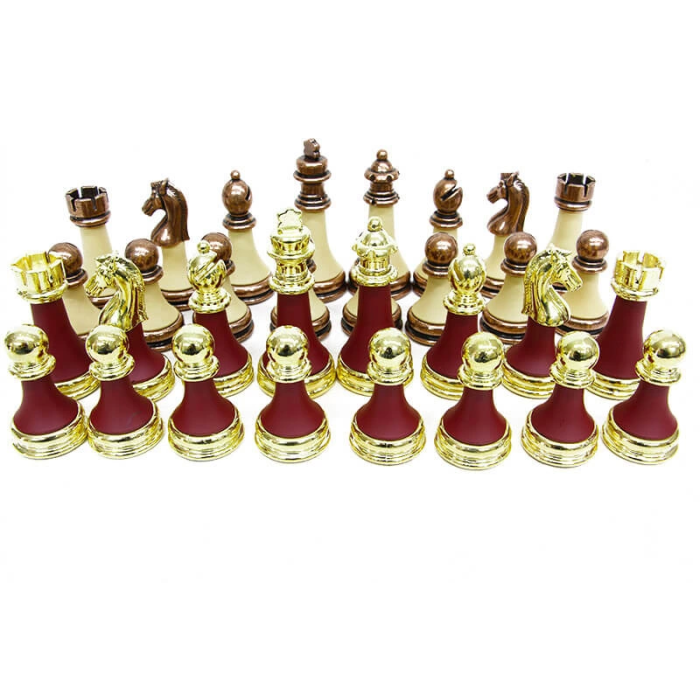 Satranç Taşı Zamak Polyester Krem Bordo