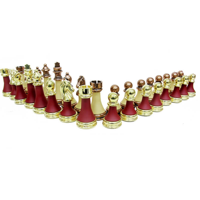 Satranç Taşı Zamak Polyester Krem Bordo