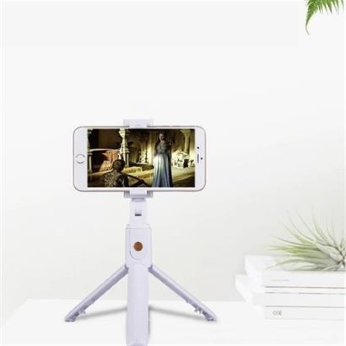 BUFFER® Sabitlenebilir Cep Telefon Tutucu  Ayarlanabilir Taşınabilir 3 Ayaklı Tripod Selfie Çubuğu