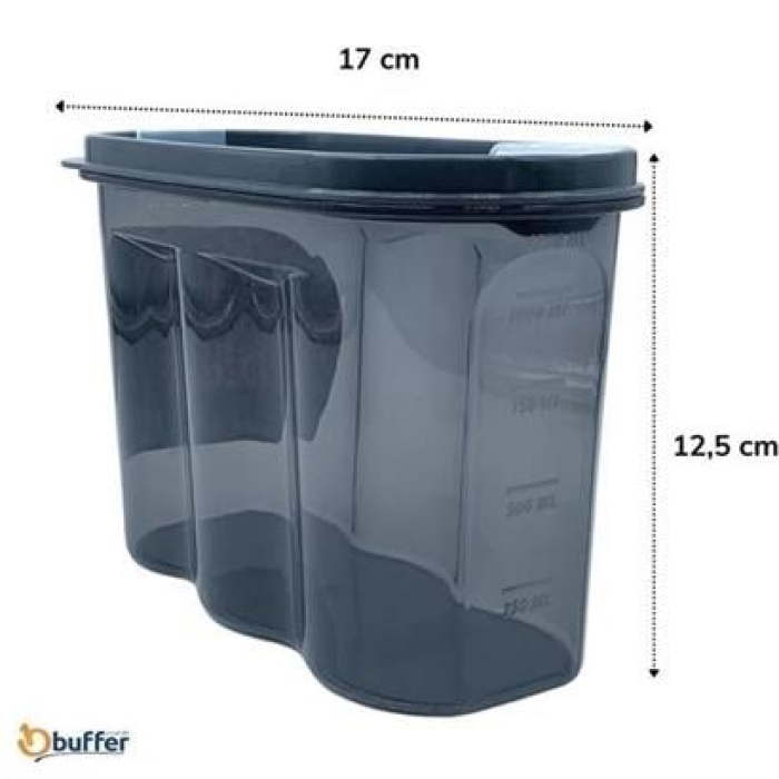 BUFFER® 2 Kapaklı Ölçekli Erzak Saklama Kabı - 1,2 Litre - SA930