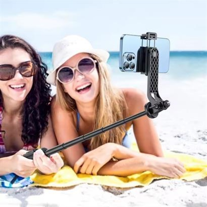 BUFFER® Fotoğraf Makinası ve Telefon Takılabilen 2si 1 Arada 2.2m Uzayan Selfie Çubuğu Kumandalı Tripod