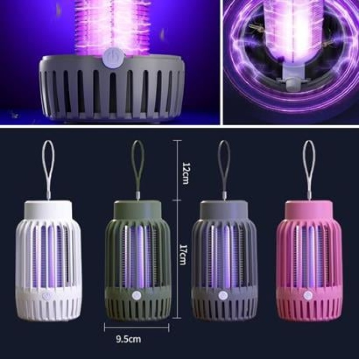 BUFFER® 2si 1 Arada Şarjlı,Mor UV Işıklı Sinek Öldürme Aparatı ve  Kamp Tipi Askılı Gece Lambası