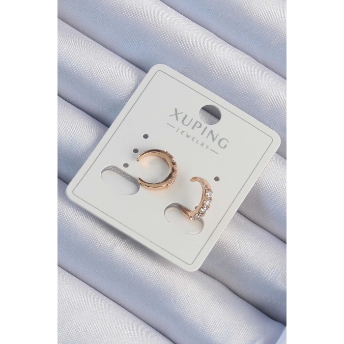 Xuping Rose Renk Zirkon Taşlı Ay Model Earcuff Küpe - TJ-BKP9464