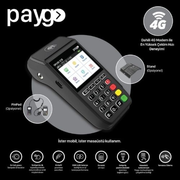 Paygo Sp630 Pro Ecr 4G Eft Pos Yazarkasa 