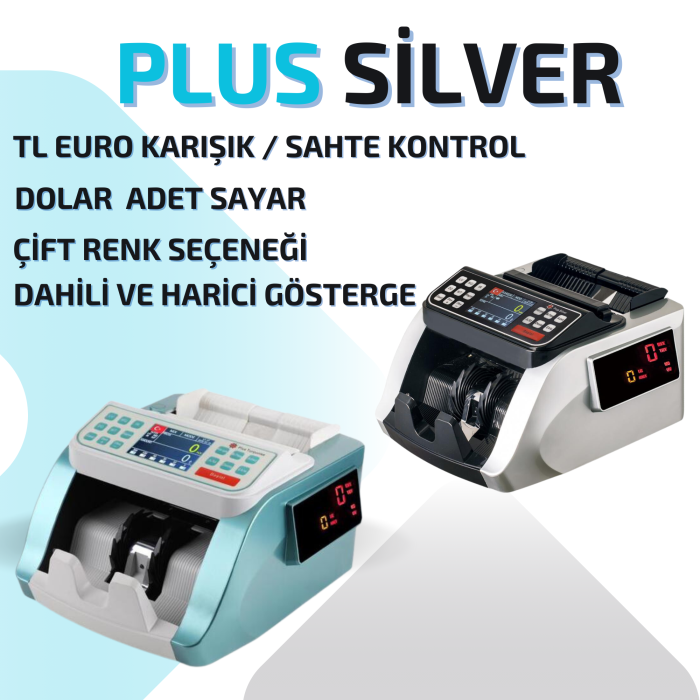 Plus Silver TL Kağıt Para Sayma Makinesi - Turkuaz Renk