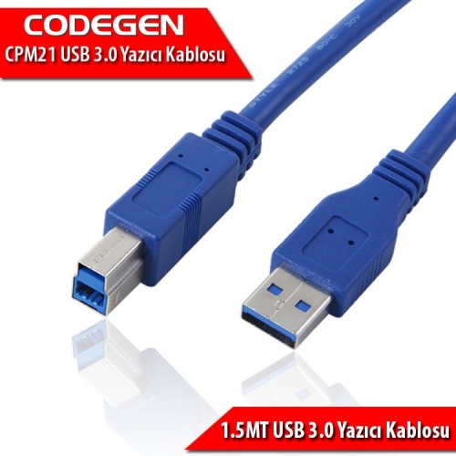 CODEGEN CPM21 1.5 Metre USB 3.0 Yazıcı Kablosu (Am-Bm)